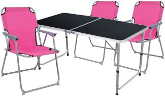 4-teiliges Campingmöbel Set Black Alu 120x60x58/70cm pink