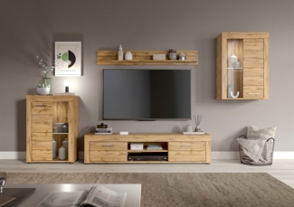INOSIGN Wohnwand Aosta, 4-tlg, bestehend aus: 2x Vitrine, Lowboard & Wandboard, (4-St), Wohnwand, Kombination, Anbauwand, Möbel Set, Schrankwand, Möbel Kombi