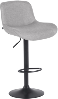 CLP Barhocker Solon Schwarz höhenverstellbar und drehbar mit Rückenlehne,hellgrau Stoff