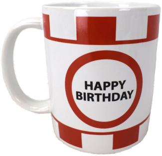 Kaffeetasse Happy Birthday 18 30 40 50 Jahre Geburtstag Tasse rot/weiß Becher Happy Birthday