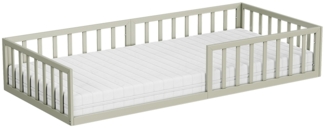 Bodenbett aus Metall Minno Greige 90x200 mit Matratze Vitalispa