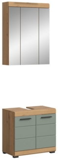 furnling Badmöbel-Set Scott, (2-St, bestehend aus Spiegelschrank und Waschbeckenunterschrank), Badmöbel, Badezimmermöbel, Komplett-Set, modern, Breite 60 cm
