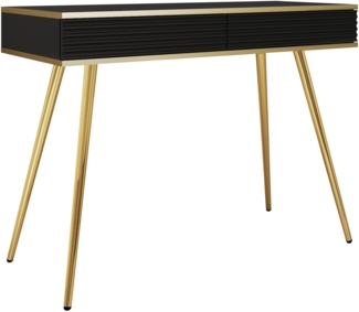 Schminktisch Orenate MDF T102 (Farbe: Schwarz / Schwarz + Gold)