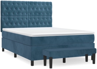 vidaXL Boxspringbett mit Matratze Dunkelblau 140x200 cm Samt 3138029
