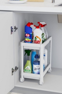 Luxury Bites Spülenunterschrank Flexibles Untertischregal mit Rollen, 2 Ebenen