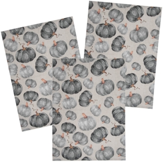 Clayre & Eef Geschirrtuch Country Style Pumpkin, (3-tlg, 3-teilig), Geschirrtücher (3 Stück), ca. 50x70 cm Baumwolle