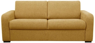 Vente-unique - Schlafsofa mit Matratze 3-Sitzer - Liegefläche 140 cm - Matratze 14 cm - Stoff - Senfgelb - BEVIS