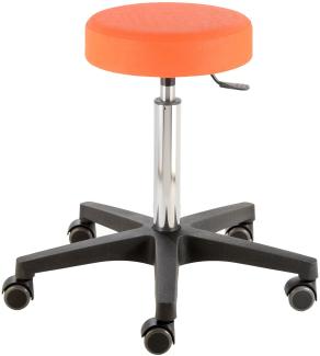 Prova Nova GmbH Rollhocker mit Rundsitz Comfort 4400, Sitzhöhe ca. 54-73 cm, Gasfedersäule, Rollen/Bodengleiter:weiche Radbandage, Polsterdekor:Dekor orange