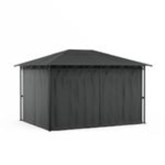 Blumfeldt Mondo Pavillon 3x4 – Stahlrahmen, Mit Vorhängen, Wetterfeste Überdachung, Gartenpavillon, Rostfrei, Leichter Aufbau, Beige