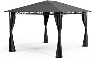 Blumfeldt Mondo Pavillon 3x4 – Stahlrahmen, Mit Vorhängen, Wetterfeste Überdachung, Gartenpavillon, Rostfrei, Leichter Aufbau, Beige