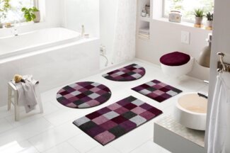 Grund Badematte Mosaik, Badvorleger, Badezimmer Teppich, sehr weich, Höhe 20 mm, rutschhemmend beschichtet, fußbodenheizungsgeeignet, Kunstfaser, rechteckig, angenehm weich, auch als 3 teiliges Set erhältlich, Made in Europe