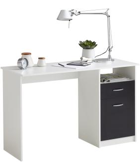 FMD Schreibtisch mit 1 Schublade, Weiß/Schwarz, 123×50×76,5 cm