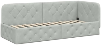 vidaXL Eckbettgestell mit Kopfteil Hellgrau 80x200 cm Samt 42016513