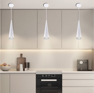 Sunicol Pendelleuchte Modern Kronleuchter LED Pendelleuchte,Esszimmer Küche Hängelampe, 7W, Warmweiß-3000K, Weiß/Warmweiß