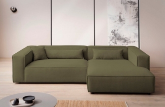 LeGer Home by Lena Gercke Ecksofa PIARA XXL, Big-Sofa in Cord oder Leinenoptik, L-Form, mit Kedernaht, wahlweise Ottomane rechts/links, schwarze Füße, extra tiefe Sitzfläche