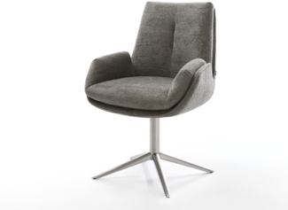 Drehstuhl Clea-Flex Bouclé Soft Schlamm Fußkreuz Edelstahl 360° drehbar Wippfunktion