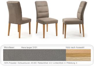 4x Stuhl Flavia 8 Varianten Polsterstuhl Esszimmerstuhl Massivholzstuhl Eiche bianco, Hera taupe