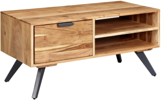 Couchtisch 95 x 45 x 45 cm Akazie Wohnzimmertisch Massivholz Rechteckig, Holztisch mit Stauraum, Sofatisch mit Schublade, Tisch Wohnzimmer Massiv