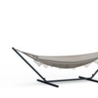 Blumfeldt SwayStation Hängematte – Outdoor & Indoor Hängematte, 100 kg Tragfähigkeit, Wetterbeständig Mit Rostfreien Haken, Komfortabler Polyester/Baumwolle, Boho Design, Creme