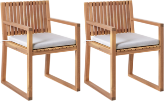 Set mit 2 Stühlen und Sitzkissen SASSARI PREMIUM zertifiziertes Akazienholz Hellgrau