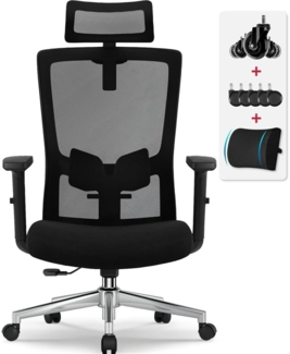 Ergonomischer Bürostuhl mit verstellbarer Lendenwirbelstütze und Kopfstütze