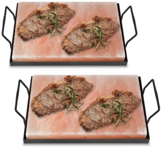 Clanmacy Grill-Salzstein Salzstein mit Halter 30 x 20 x 3 cm Hochwertiger CHEF Set Fisch BBQ (2-St)