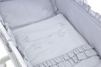 Baby-Delux Babybettwäsche Baby Wiegenset Royal Rüsche, Textilien, 6 teilig, Wiegenset 6-tlg. für Babywiege 90x40 (ohne Wiege) verschiedene Designs