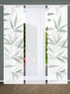 HOME in green Schiebegardine RANDOW (3 St), Paneelwagen, halbtransparent, SET DIGITALDRUCK,BAMBUSOPTIK RECYCELT