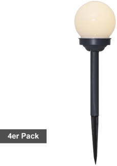 Star Trading Solarpoller-Set Globus, 4 Stück, Weiß, LED, Dämmerungssensor, Warmweiß, Außenbereich, 27 cm