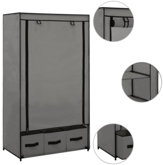 vidaXL Kleiderschrank, Stoff, grau, 87 x 49 x 159 cm