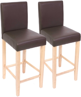 2er-Set Barhocker Barstuhl M37 Leder ~ braun, helle Füße