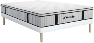 Vente-unique - Taschenfederkernmatratze-Bettgestell-Set - 160 x 200 cm - mit integriertem Topper - 1 Zone - Härtegrad 3 - Stärke 28 cm - AMERICAN DREAM von YSMÉE