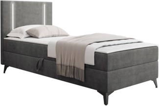 Boxspringbett Ono 1 mit LED-Beleuchtung und Bettkasten (Farbe: Manila 16, Seite: Links, Größe: 80 x 200 cm)