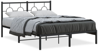 vidaXL Bettgestell mit Kopfteil, Metall schwarz, 135x190 cm
