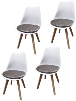 HTI-Living Atlanta Braun mit Ornament Esszimmerstuhl 4er Set Weiß mit Kunstle...