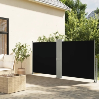 vidaXL Seitenmarkise Ausziehbar Schwarz 140x1200 cm 318060