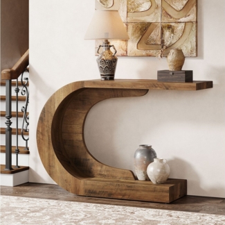 Tribesigns Konsolentisch Holz C-förmiger Flurtisch, 110 x 35cm Beistelltisch, Sofatisch