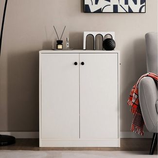 COSTWAY Kommode, Sideboard mit verstellbaren Regalen Holz weiß