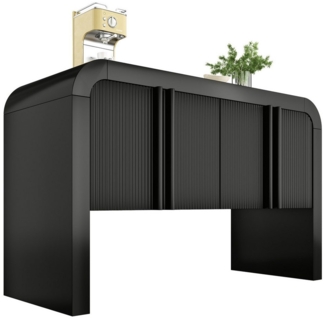 HAUSS SPOLE Sideboard mit magnetischen Türen mit Kippsicherung für Küche, Esszimmer schwarz (Elegantes Sideboard mit abgerundeten Ecken – Magnetische Türen, Kippsicherung, Verstellbare Trennwände – Stauraum für Küche, Esszimmer, Wohnzimmer), mit magnet...