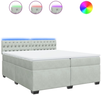 vidaXL Boxspringbett mit Matratze Hellgrau 200x200 cm Samt 3288708