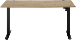 Elektro-Schreibtisch Gedankenplatz / Ben 3 , Holzwerkstoff , Schwarz, Holzfarben , 160 x 0 x 77 cm