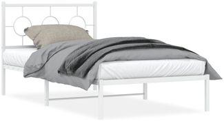 vidaXL Bettgestell mit Kopfteil Metall Weiß 100x190 cm 376269