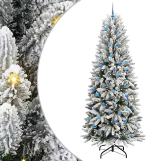 vidaXL Künstlicher Weihnachtsbaum mit 300 LEDs mit Ständer Weiß 240 cm 3396076