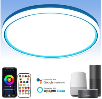 Qualra Tageslichtlampe LED Deckenlampe Dimmbar Fernbedienung 3000-6500K Musik-Synchronisation