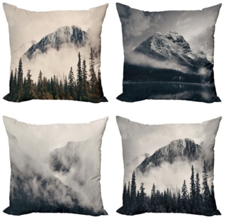 Abakuhaus Kissenbezüge Modern Accent Doppelseitiger Digitaldruck, (4 Stück), Berg Misty Peaks Hills Szene