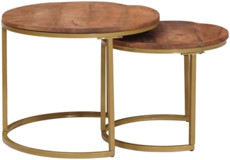 vidaXL Nesting-Couchtische 2 pcs Honigbraun Massivholz Mango und Stahl 4104645