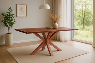 Esstisch Baumkante massiv Akazie nussbaum 240 x 100 cm Spider-Gestell Holz nussbaum PRAG 171668112