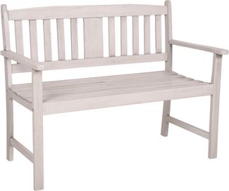 Gartenbank AMANDA 2-Sitzer - 110cm Breit, Eukalyptus, Grau | Terrassenbank Wetterfest Sitzbank Outdoor Bank