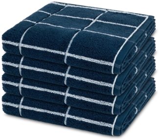Ross Sensual Skin Karo 4 tlg. Frottier-Set - 4 X Handtuch (50 X 100cm) - 500 - Nachtblau