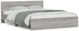 vidaXL Bettgestell mit Kopfteil Grau Sonoma 140x200 cm 3207488